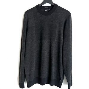 Boss Hugo Boss Mens Textured Virgin Wool Sweater Grey Black Size XL